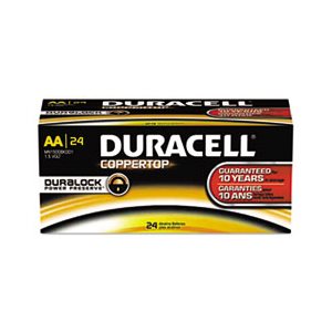 BATTERIES, AA, DURACELL CopperTop, Alkaline, w /  Duralock Power Preserve Technology, 144 / CARTON