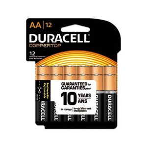 BATTERIES, AA, DURACELL CopperTop, Alkaline, w /  Duralock Power Preserve Technology, 12 / PACK