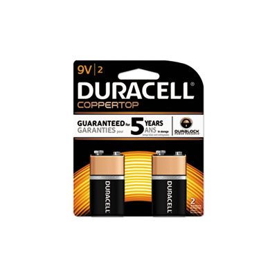 BATTERIES, 9V, DURACELL CopperTop, Alkaline, w /  Duralock Power Preserve Technology, 2 / PACK