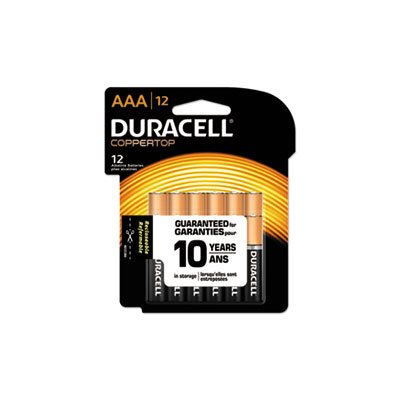 BATTERIES, AAA, DURACELL CopperTop, Alkaline, w /  Duralock Power Preserve Technology, 12 / PACK