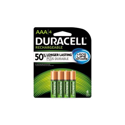 BATTERIES, AAA, DURACELL Rechargeable NiMH, w /  Duralock Power Preserve Technology, 4 / Pack