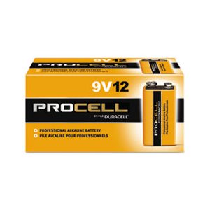 BATTERIES, 9V, DURACELL Procell, Alkaline, 12 / Box