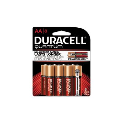 BATTERIES, AA, DURACELL Quantum, ALKALINE, w /  Duralock Power Preserve Technology,  8 / PACK