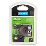 TAPE, LABEL MAKER, DYMO, D1, Flexible, Nylon, .75"in x 12', Black on White