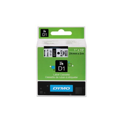 TAPE, LABELING, DYMO, D1, High-Performance, Polyester, Removable, 1" x 23', Black on White