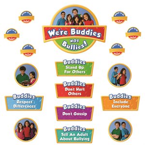 BULLETIN BOARD SET,  WE'RE BUDDIES NOT BULLIES