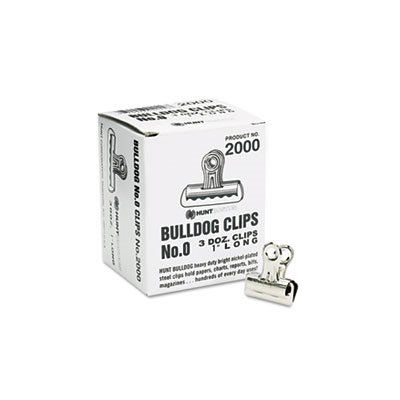 CLIPS, Bulldog, Steel, .3125" Capacity, 1"w, Nickel-Plated, 36 / Box