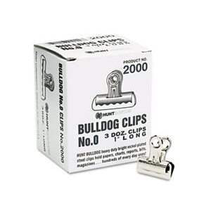 CLIPS, Bulldog, Steel, .3125" Capacity, 1"w, Nickel-Plated, 36 / Box