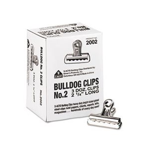 CLIPS, Bulldog, Steel, .5" Capacity, 2.25"w, Nickel-Plated, 36 / Box