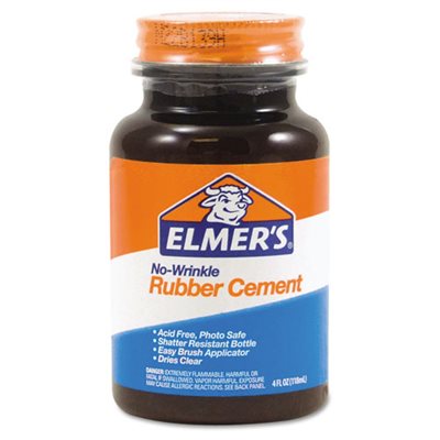 Rubber Cement, ELMER'S, NO-WRINKLE, Repositionable, 4 oz