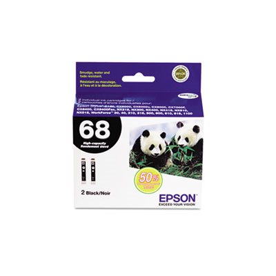 CARTRIDGE, EPSON, T068120D2 (68) DURABrite, Ultra High-Yield Ink, Black, 2 / PACK