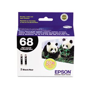 CARTRIDGE, EPSON, T068120D2 (68) DURABrite, Ultra High-Yield Ink, Black, 2 / PACK