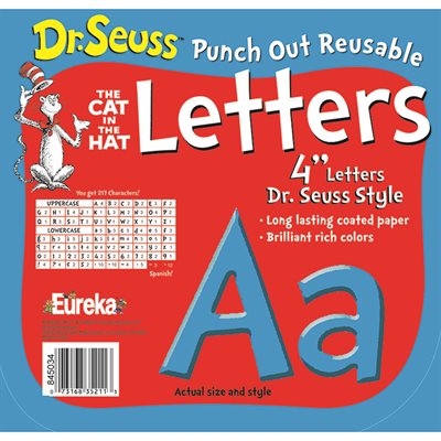 LETTERS, DR SEUSS, PUNCH OUT, DECO, BLUE, 4"