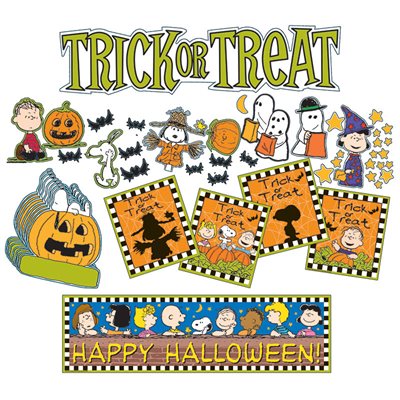 BULLETIN BOARD SET, PEANUTS, HALLOWEEN, MINI