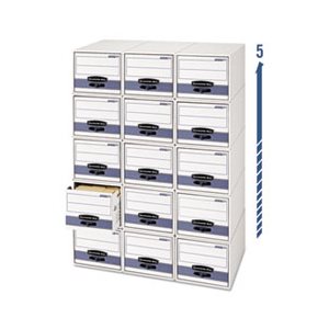 BOX, STORAGE, FELLOWES STOR / DRAWER, Steel Plus, Legal, White / Blue, 6 / Carton