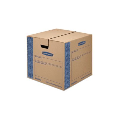 BOXES, MOVING, FELLOWES SmoothMove, Prime, Medium, 18"l x 18"w x 16"h, Kraft / Blue, 8 / Carton