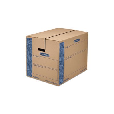 BOXES, MOVING, FELLOWES SmoothMove, Prime, Large, 24"l x 18"w x 18"h, Kraft / Blue, 6 / Carton