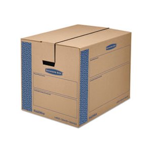 BOXES, MOVING, FELLOWES SmoothMove, Prime, Large, 24"l x 18"w x 18"h, Kraft / Blue, 6 / Carton