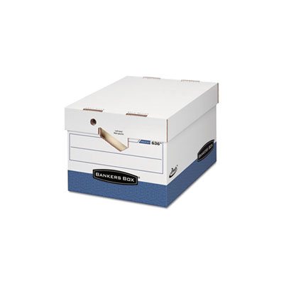 BOX, STORAGE, FELLOWES PRESTO, Maximum Strength, LETTER / LEGAL, 12"L x 15"W x 10"H, White / BLUE, 12 / Carton