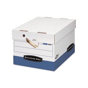 BOX, STORAGE, FELLOWES PRESTO, Maximum Strength, LETTER / LEGAL, 12"L x 15"W x 10"H, White / BLUE, 12 / Carton