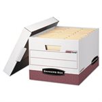 BOX, STORAGE, FELLOWES R-KIVE, Letter / Legal, Locking Lid, White / Red 12 / Carton
