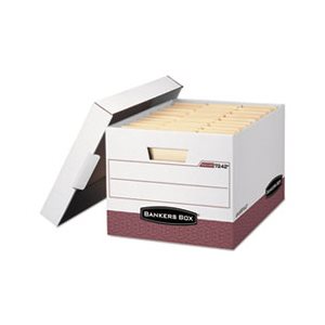 BOX, STORAGE, FELLOWES R-KIVE, Letter / Legal, Locking Lid, White / Red 12 / Carton