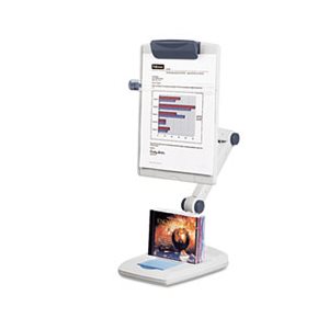 COPYHOLDER, FELLOWES, Flex Arm, Weighted Base, Plastic, 150 Sheet Capacity, Platinum