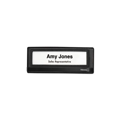 NAMEPLATE, FELLOWES, Mesh, Partition Additions, 9.25" x .625" x 3.375", Black