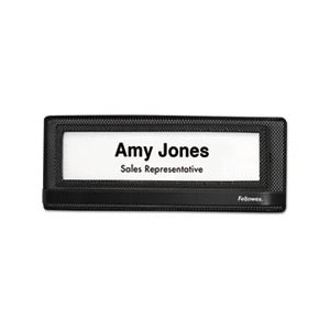 NAMEPLATE, FELLOWES, Mesh, Partition Additions, 9.25" x .625" x 3.375", Black