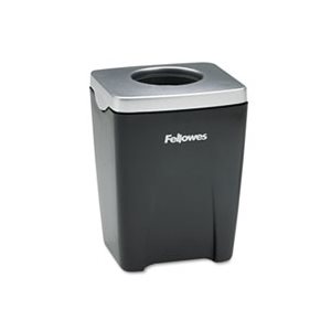 ORGANIZER, FELLOWES, PAPER CLIP CUP, Office Suites, Plastic, 2.4375" x 2.1875" x 3.25", Black / Silver