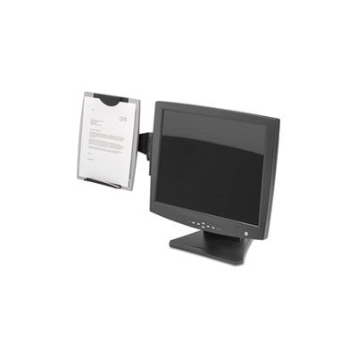 COPYHOLDER, FELLOWES, MONITOR MOUNT, Office Suites, PLASTIC, Holds 150 Sheets, Black / Silver