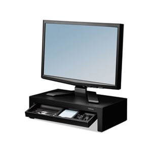 MONITOR STAND, RISER, FELLOWES, Adjustable, W /  Storage Tray, 16" x 9.375" x 6", Black Pearl