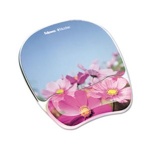 MOUSE PAD, GEL, w /  Wrist Rest, Photo, 9.25" x 7.333", Pink Flowers