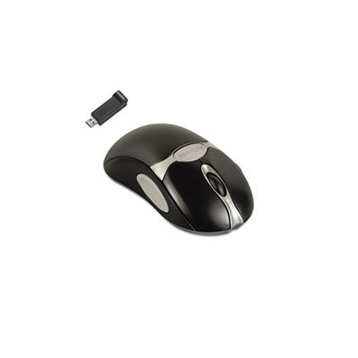 MOUSE, Optical, Cordless, Antimicrobial, Five-Button / Scroll, Black / Silver