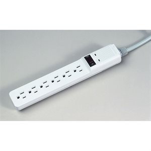 SURGE PROTECTOR, Basic, Home / Office, 6 Outlets, 6 ft Cord, 450 Joules, Platinum