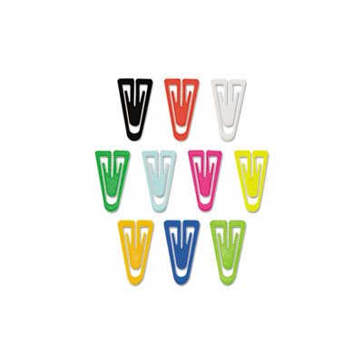 Paper Clips, Plastic, Large (1.375"), Assorted Colors, 200 /  Box