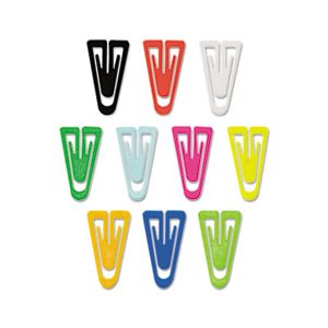 Paper Clips, Plastic, Large (1.375"), Assorted Colors, 200 /  Box