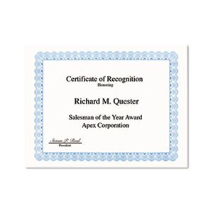 Certificates, PARCHMENT PAPER, 8.5" x 11", Blue Conventional Border, 50 / Pack