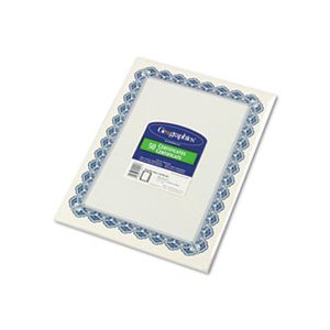 Certificates, Parchment Paper,  8.5" x 11", Blue Royalty Border, 50 / Pack