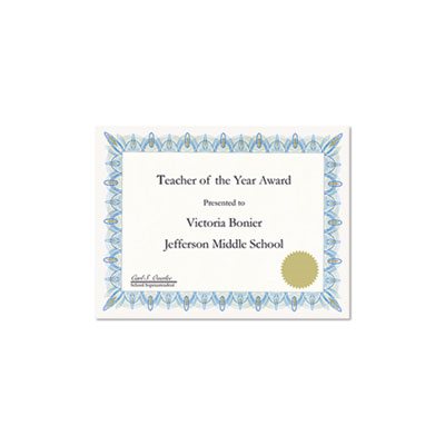 Certificates, AWARD, w / Gold Seals, 8.5" x 11", Unique Blue Border, 25 / Pack