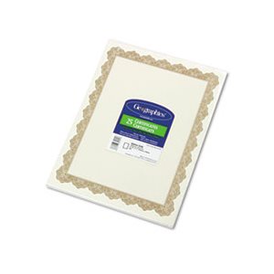 CERTIFICATES, Parchment Paper, 8.5" x 11", Optima Gold Border, 25 / Pack