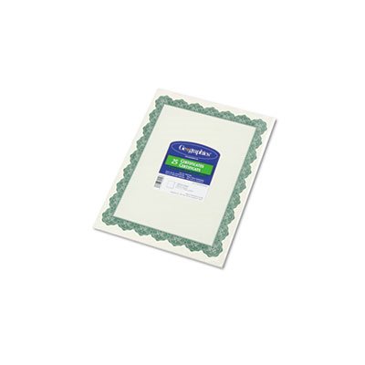 CERTIFICATES, Parchment Paper, 8.5" x 11", Optima Green Border, 25 / Pack