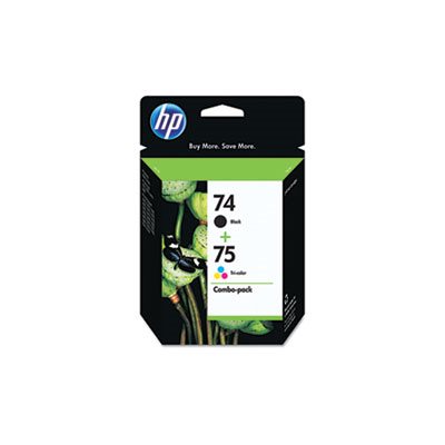 CARTRIDGE, INK, HP 74, (CC659FN), Black  /  HP 75, Tri-Color, 2-pack, Original 