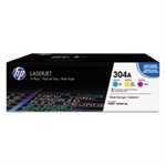 CARTRIDGE, TONER, LASERJET, HP 304A, (CF340A), 3-pack, Cyan / Magenta / Yellow, Original 