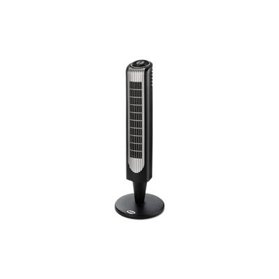 FAN, Three-Speed, Oscillating, Tower, w /  Remote Control, Metallic Silver / Black