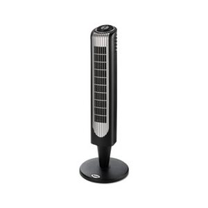 FAN, Three-Speed, Oscillating, Tower, w /  Remote Control, Metallic Silver / Black