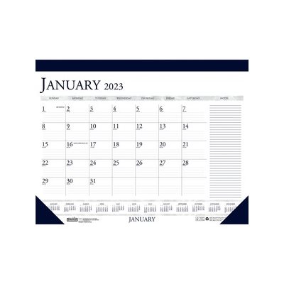 Recycled Two-Color Monthly Desk Pad Calendar with Large Notes Section, 22 x 17,2023