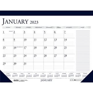 Recycled Two-Color Monthly Desk Pad Calendar with Large Notes Section, 22 x 17,2023