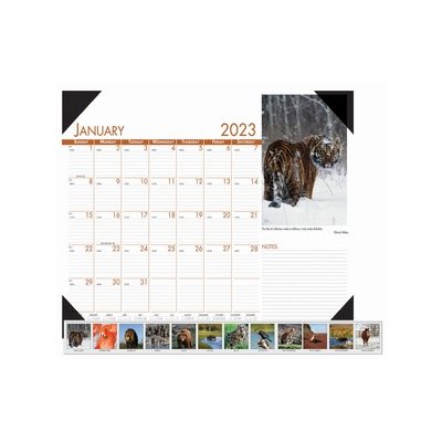 Recycled Beautiful Wildlife Photographic Monthly Desk Pad Calendar, 22x17, 2023