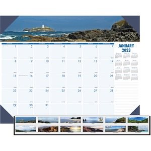 CALENDAR, DESK PAD, Recycled, Coastlines, Photographic, Monthly, 22" x 17", 2023